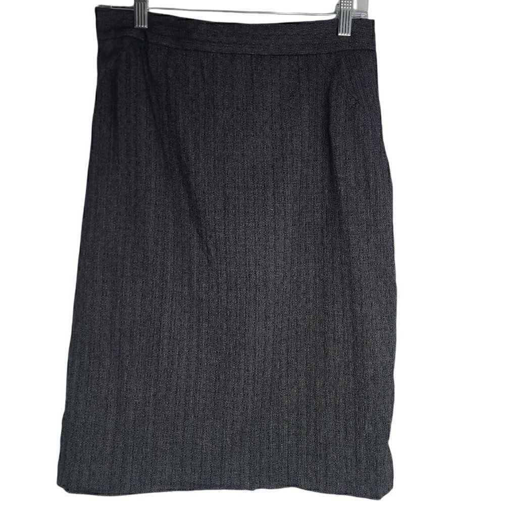 Ann Taylor Wool Pinstripe Charcoal Gray Career Pencil Skirt